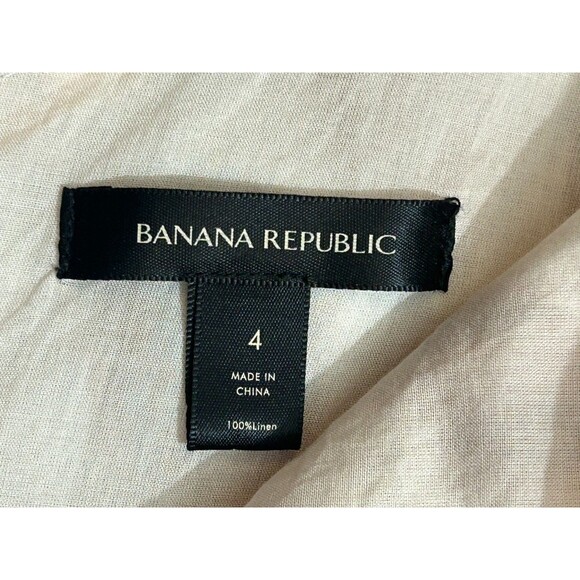 Banana Republic One Shoulder Dress Womens Size 4 Multi Linen‎ Ruffle Tie Waist - Picture 5 of 14